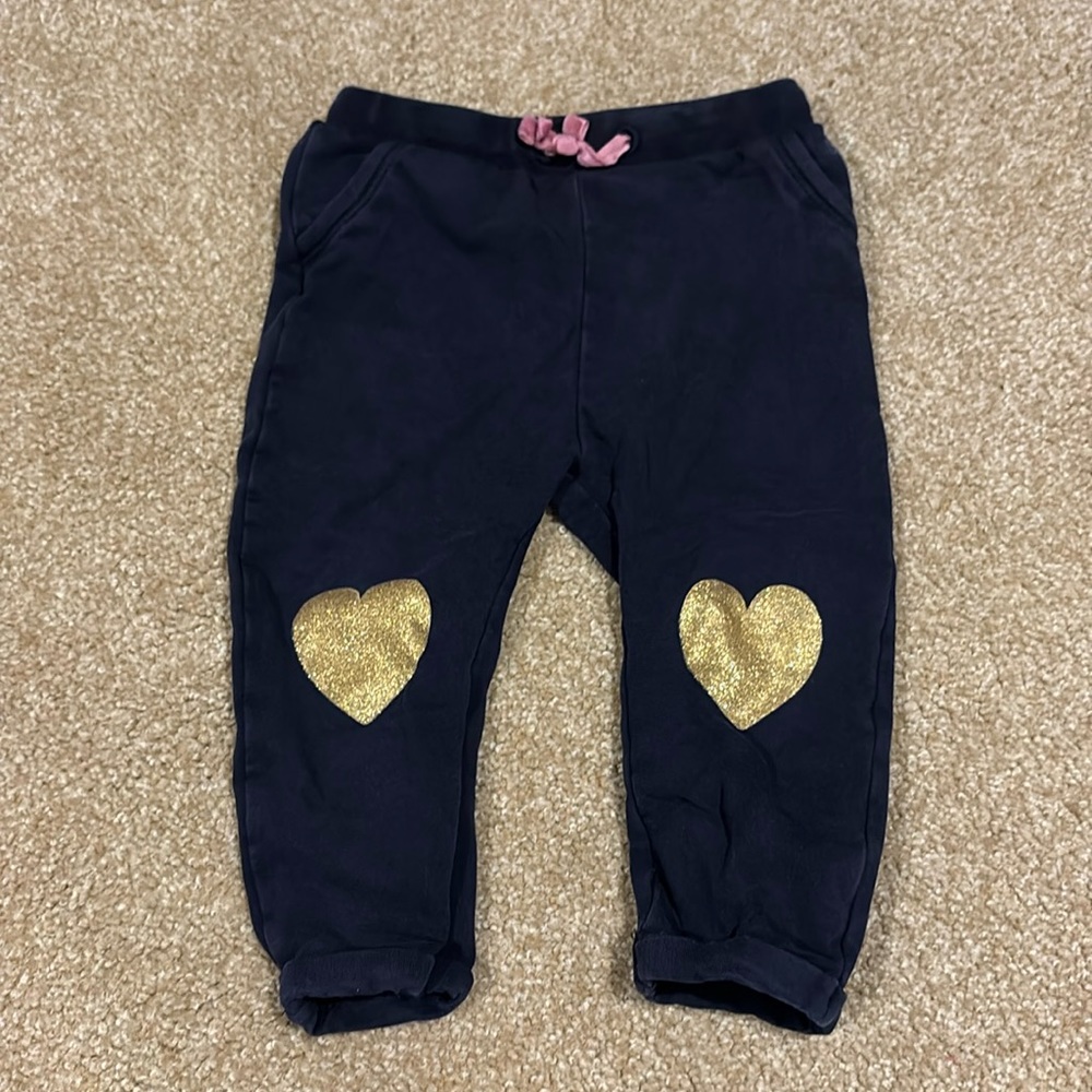 LAST CHANCE - S.Oliver pants navy blue with gold hearts Size 74/12 months